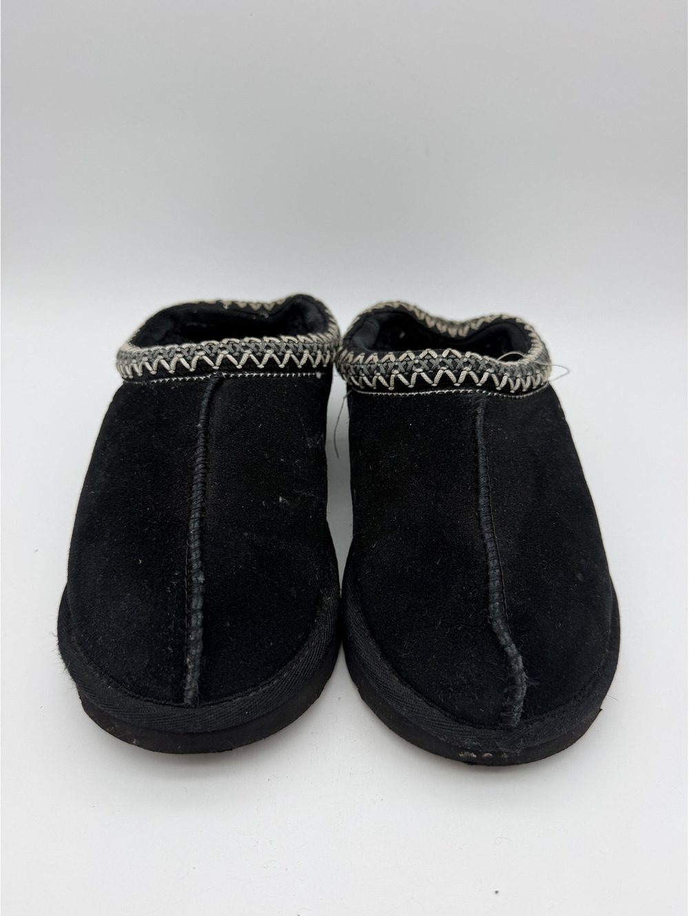 UGG Tasman Black Suede Slip-On Shearling Slippers, Size 6
